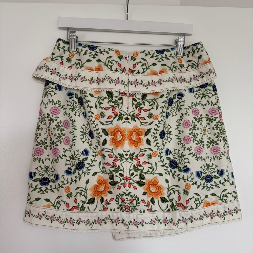 NEW Farm Rio Off-White Folk Floral Mini Wrap Skirt - Picture 5 of 12